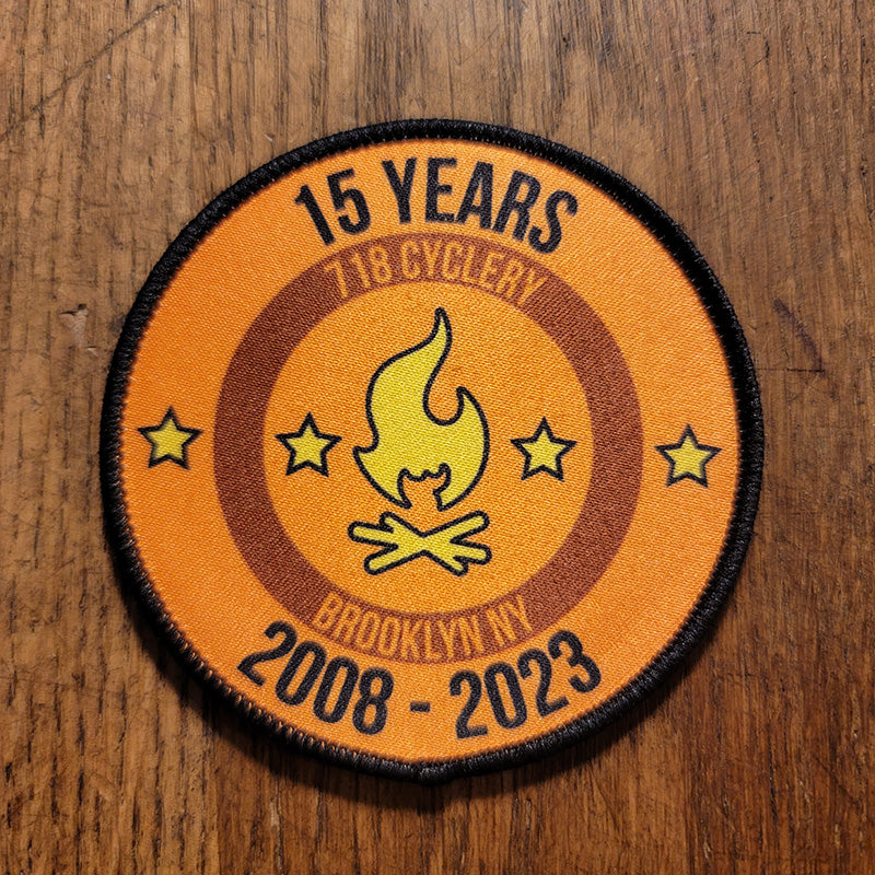 718 Cyclery 15 Year Anniversary Patch