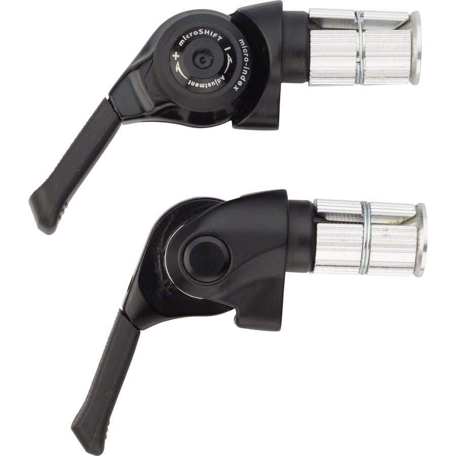 microSHIFT Bar End Shifter Set, 10-Speed Mountain, Double/Triple, Shimano Compatible, Black