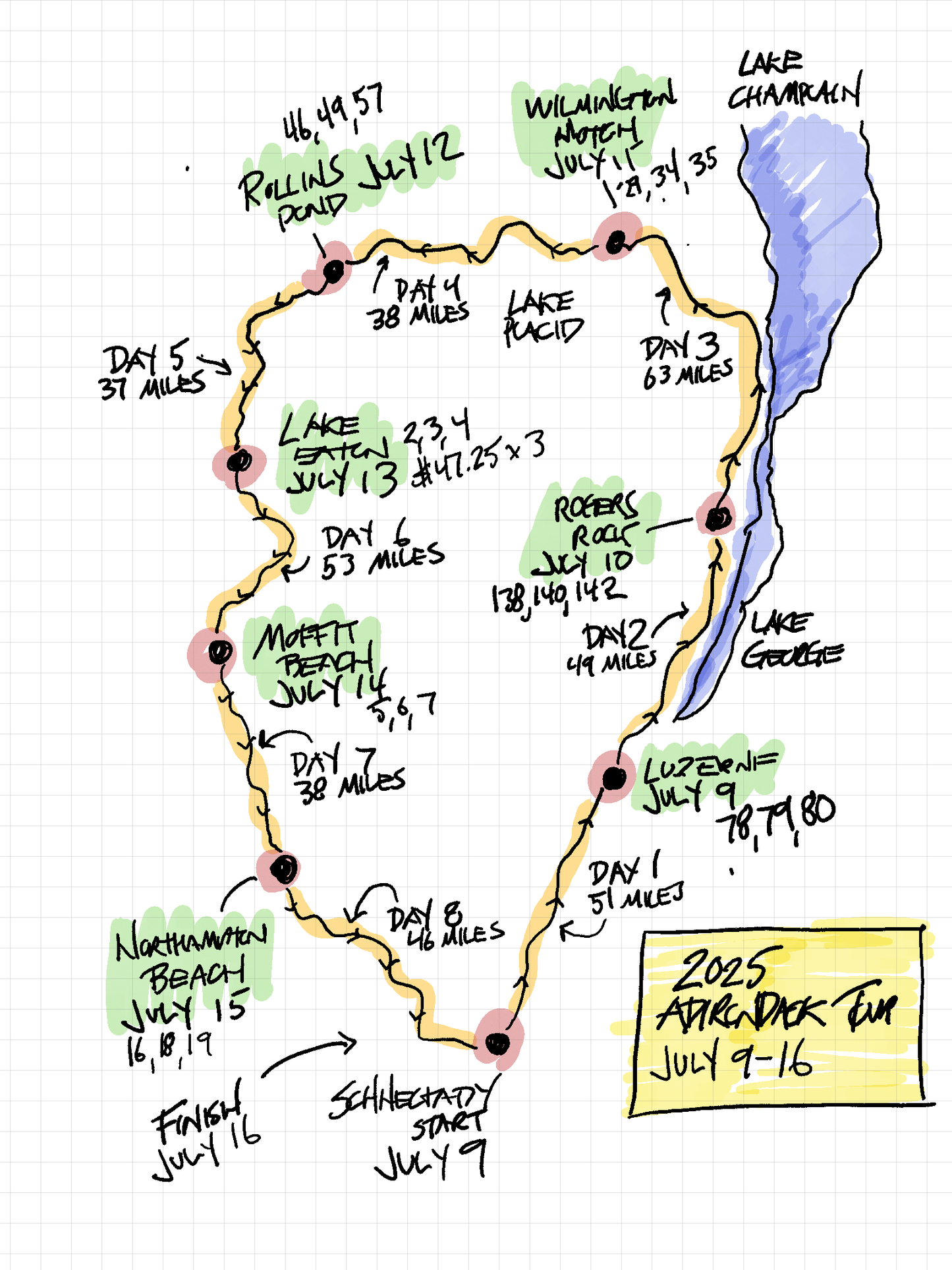 2025 Tour 4: Adirondacks: July 9-16