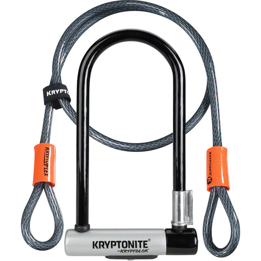 Kryptonite KryptoLok U-Lock - 4 x 9", Keyed, Black, Includes 4' cable and bracket