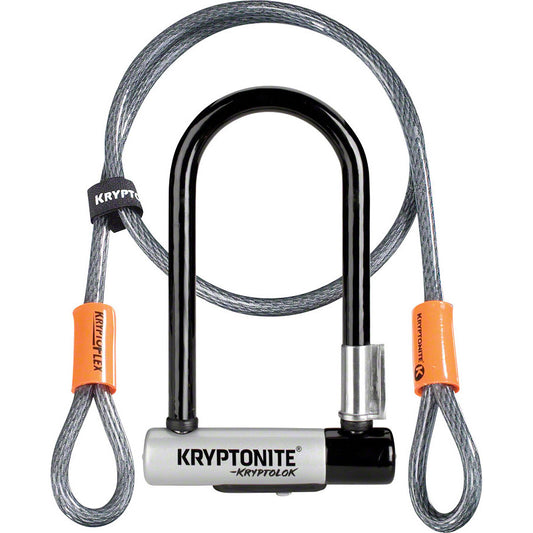 Kryptonite KryptoLok U-Lock - 3.25 x 7", Keyed, Black, Includes 4' cable and bracket