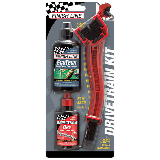 Finish Line Starter Kit 1-2-3, Includes Grunge Brush, 4oz DRY Chain Lubricant and 4oz EcoTech Degreaser